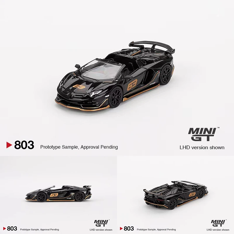 MINIGT 803 In Stock 1:64 Aventador SVJ 63 Roadster Nero Aldebaran
