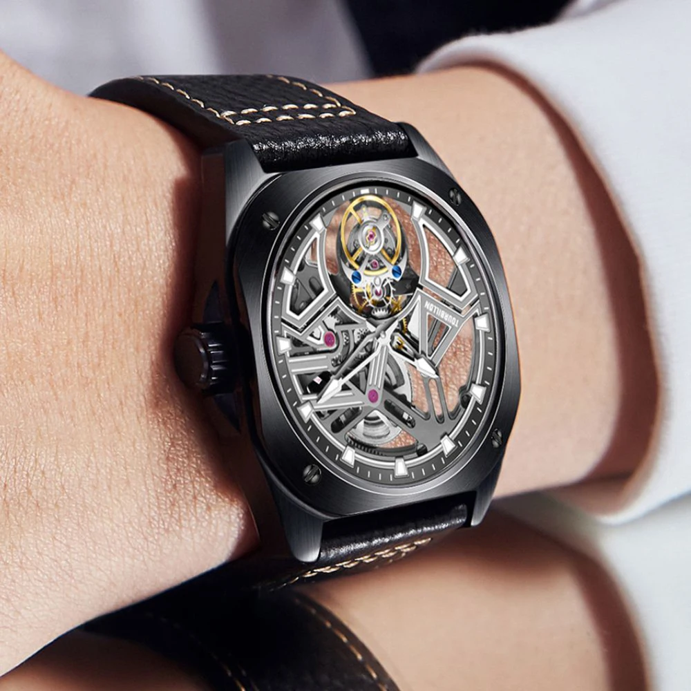 AESOP Tourbillon Watches For Men Mechanical Fashion Watch Waterproof Skeleton Tourbillon Movement Sapphire Mirror NEW
