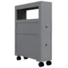 Homcom 6.25" X 20.5" X 28.25" Wood Rolling Narrow Bathroom Side Storage Cabinet - Gray 1