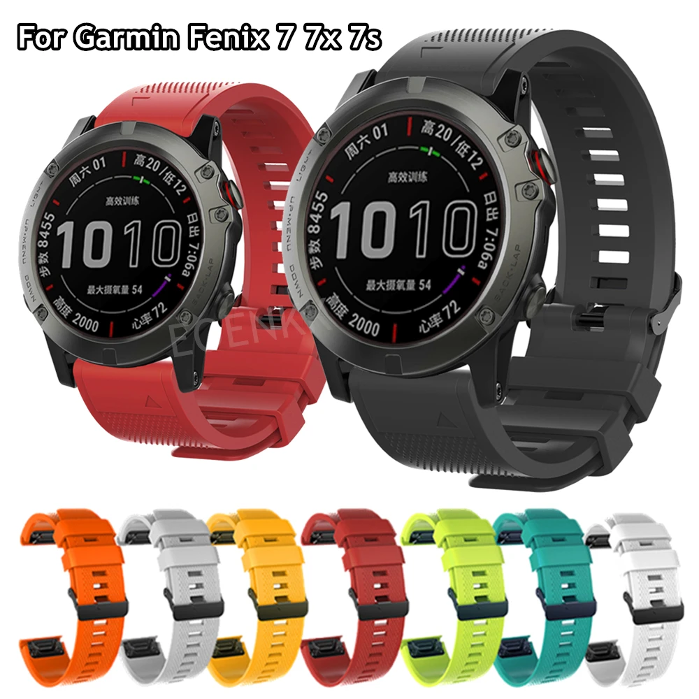 Enhanced Silicone QuickFit Watchband Strap, 20mm-26mm, Compatible with Select Garmin Models