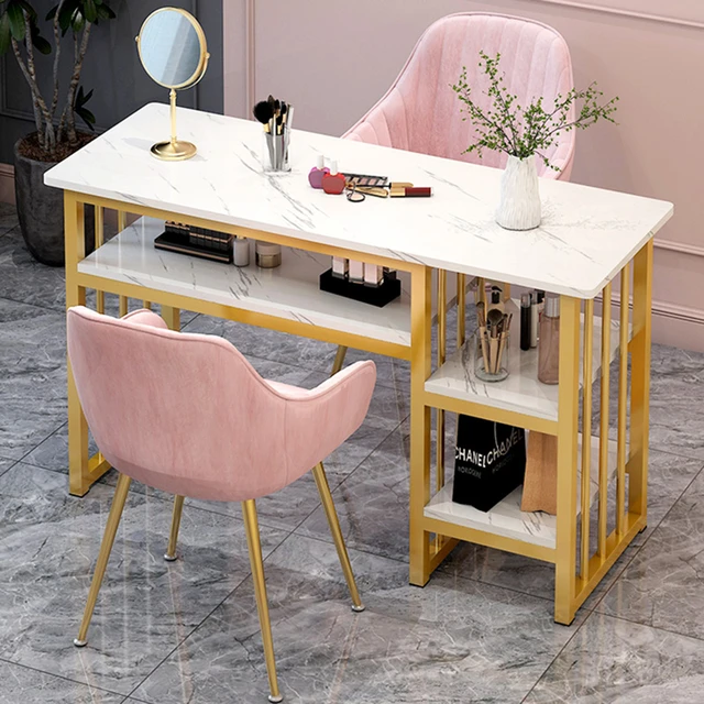 Tables de manucure professionnelles nordiques à double couche, meubles de  salon de beauté modernes, ensemble de table et chaise - AliExpress