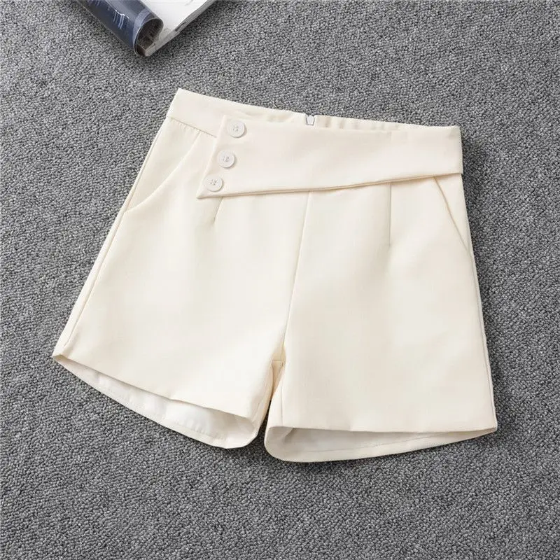 Elegant Office Lady's Black Shorts Matching Women's Wide Leg Shorts Chic Casual Loose Shorts 2025 Summer New Trend Female Pants