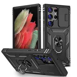 Heavy Duty Shockproof Case with 360° Rotating Kickstand and Camera Protection for Samsung S22 Plus (Black)