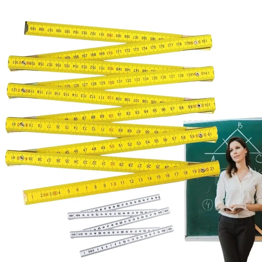 컴팩트한 나무 접이식 자 1M 2M 측정자 슬라이더 확장형 양면 플라스틱 자 드로잉 도구