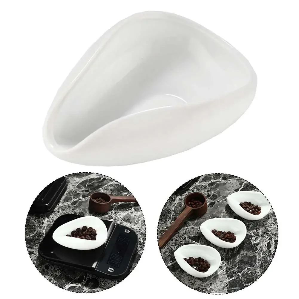 Coffee Accessories Coffee Beans Dose Trays Pure White Smooth Porcelain Teaspoon Special Shape Design For Espresso