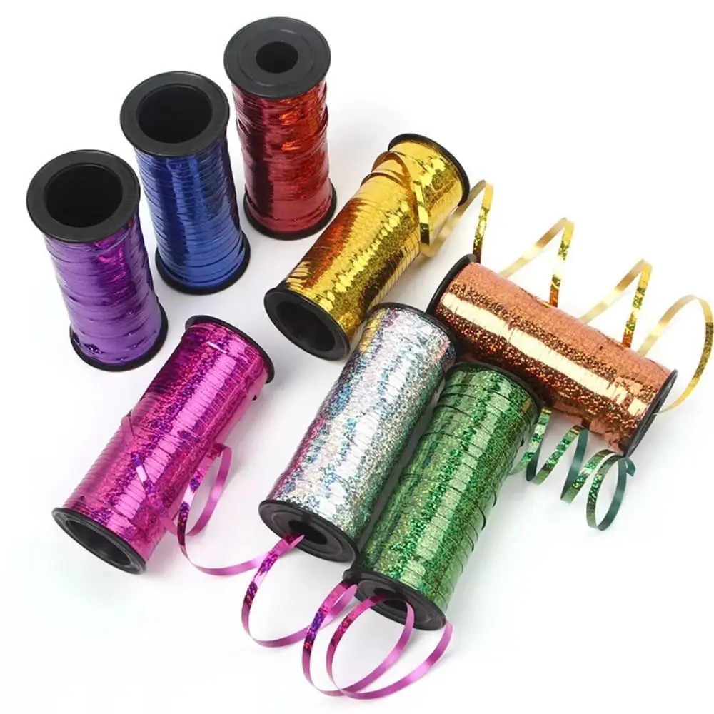 DIY Metallic Ribbon Gift Packing Wrapping Crafts Party Decoration Accessories Glitter Tied Balloon Laser Curling Ribbon Tapes