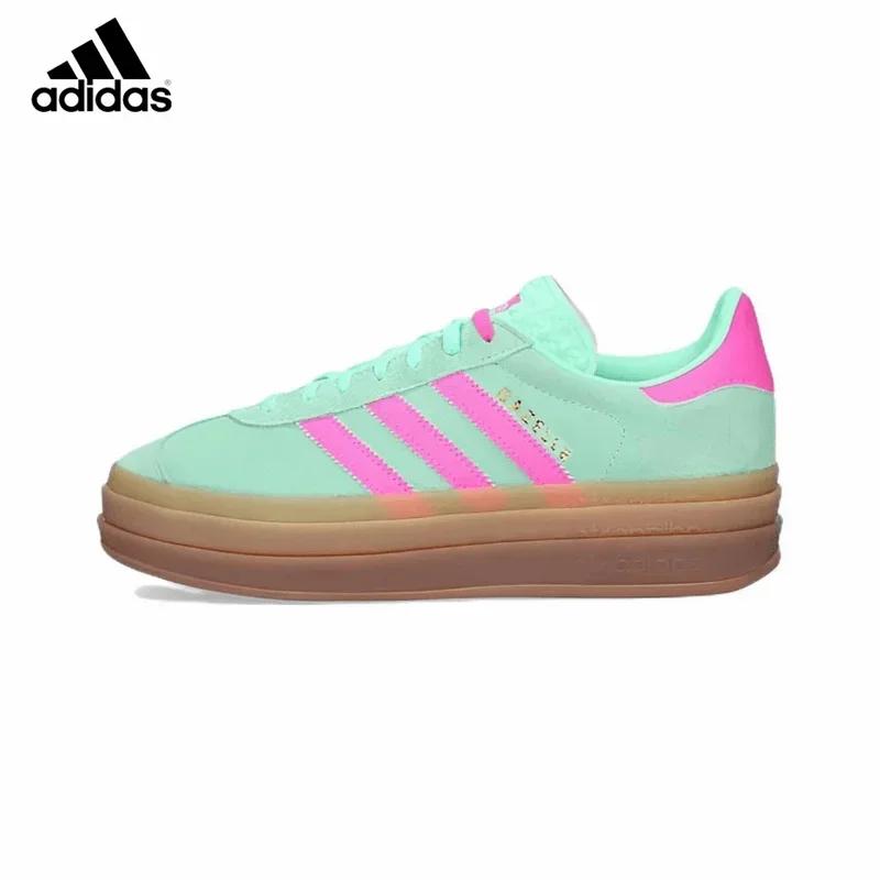 Sports Board Shoes Adidas Originals Gazelle Bold Women Skateboarding Thick Sole Casual Non-slip Wear Low Green Powder Brown H06125