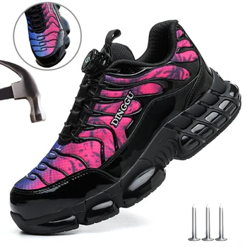 Taille 47 48 chaussures de sécurité hommes Anti-smash Anti-crevaison bout en acier chaussures de travail bouton rotatif sécurité protection hommes bottes de sécurité