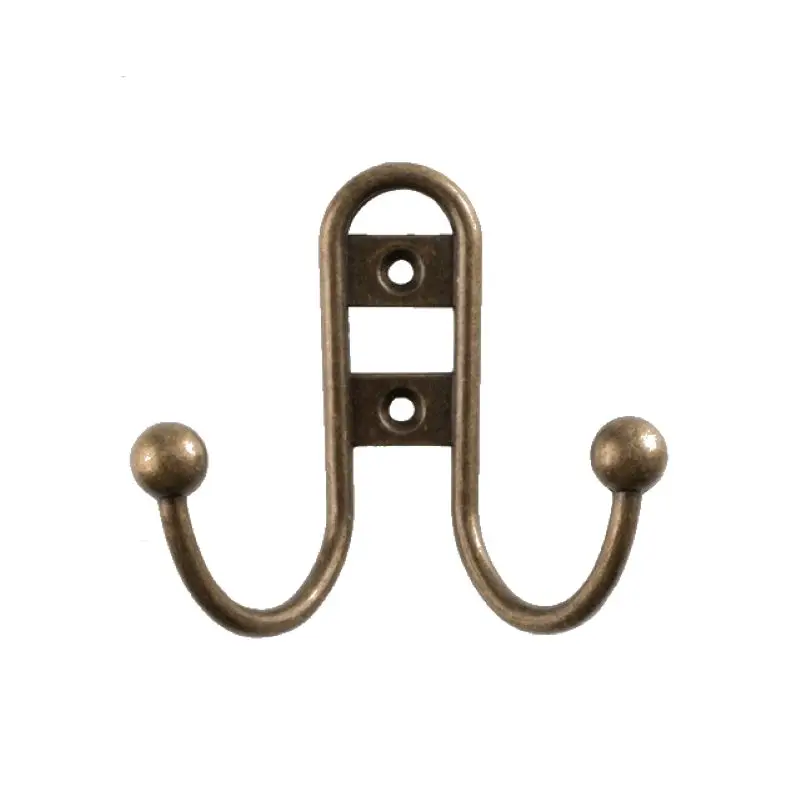 RusticZincAlloyBronzeCoatHookMetalWallHangingHookDoubleProng