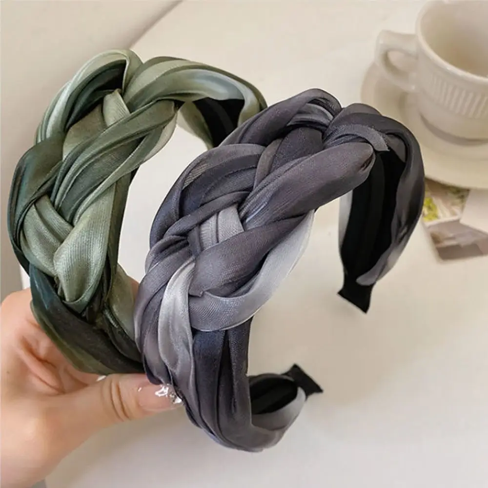 Wash Face Headwear Wide Edge Makeup Girls Mesh Hair Accessories Twisted Braid Hair Hoop Korean Style Headband Women Headband