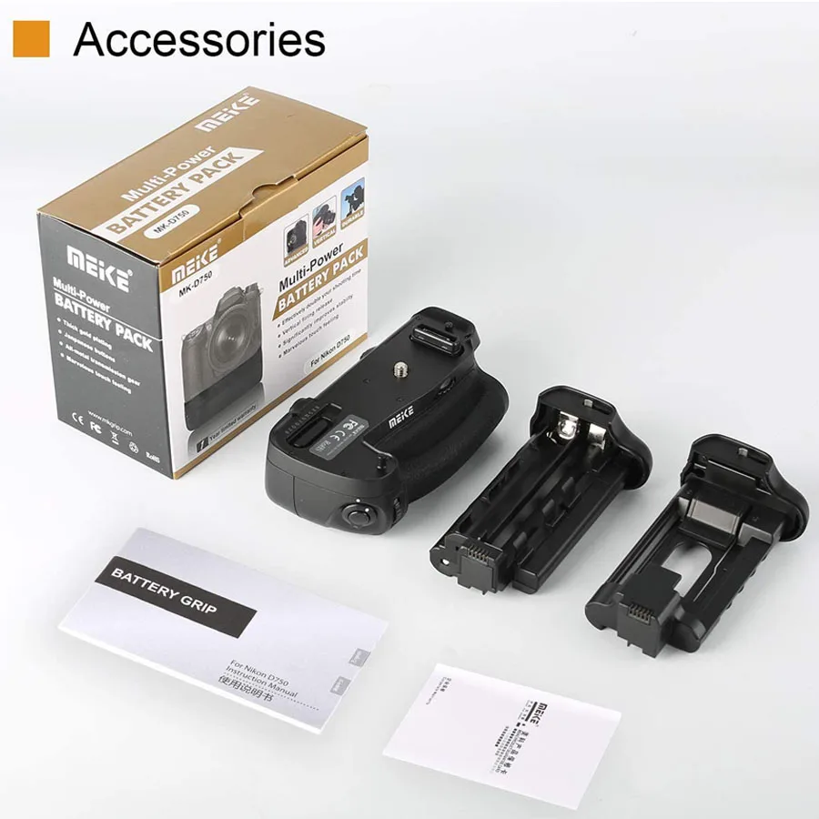 Meike MK-D750 Professional Battery Grip Compatible with Nikon D750 Camera
