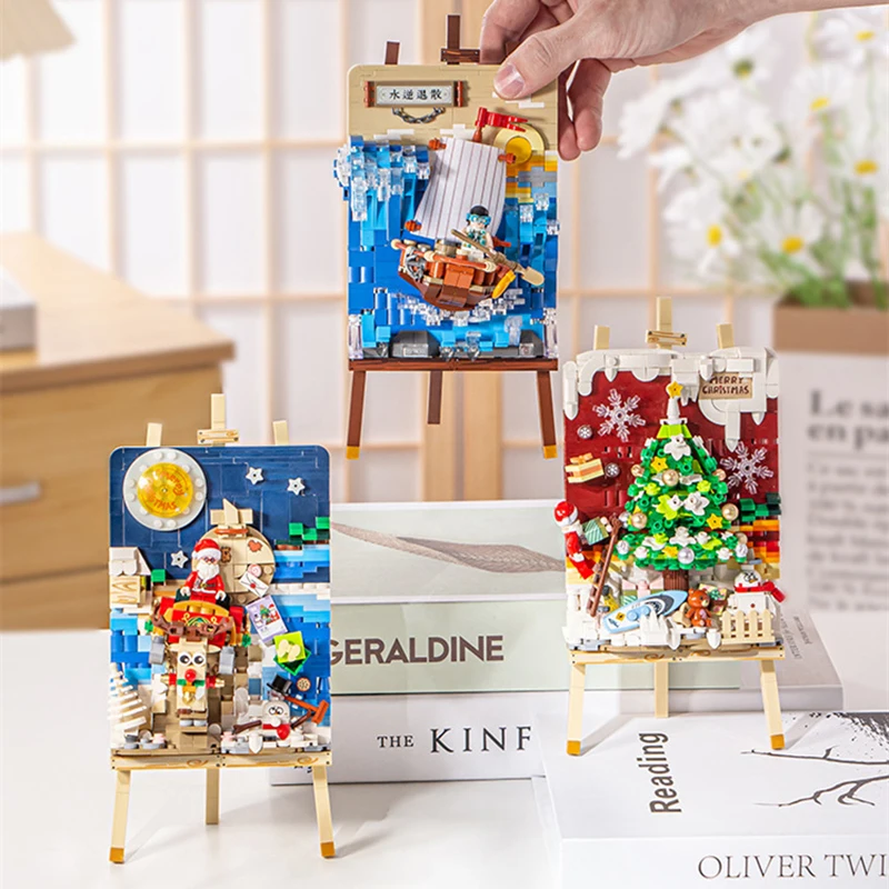 Disegno Puzzle Building Blocks Albero Di Natale Slitta Modello Di Auto Fai Da Te Bambini Assemblaggio Giocattoli Ragazze Ragazzi Regali Di Festa Decor
