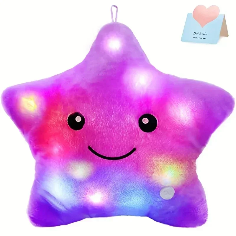 Five-pointed star Luminous Pillow Soft Stuffed Plush Glow Colorful Star Cushion LED Light Toys For Children Kids Birthday Gifts