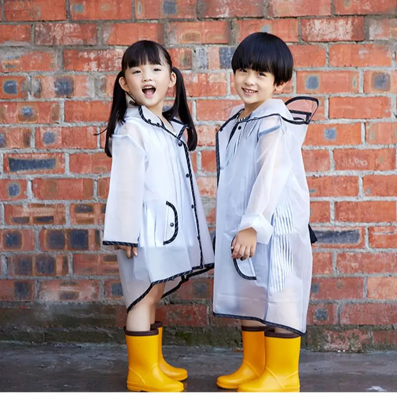 Hooded Kids Raincoat Clear Jacket Rain Coat Durable Lightweight Rain Wear For Girls Boys Children, S, M, L, XL, XXL дождевик