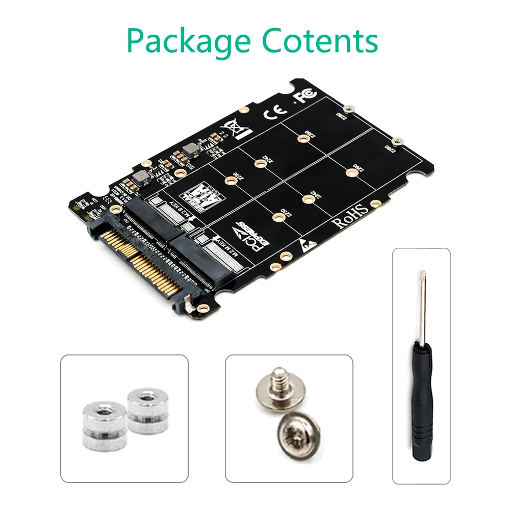 M.2 SSD-U.2 어댑터 2in1 M.2 NVMe 및 SATA 버스 NGFF SSD-PCI-e U.2 SFF-8639 어댑터 데스크탑 컴퓨터용 PCIe M2 변환기