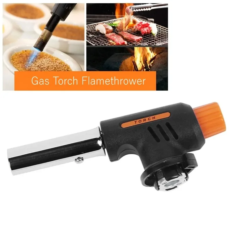 Automatic Ignition Baking Welding Tool Gas Blowtorch Flamethrower Butane Burner Suitable for Barbecue Camping Outdoor Flame Gun