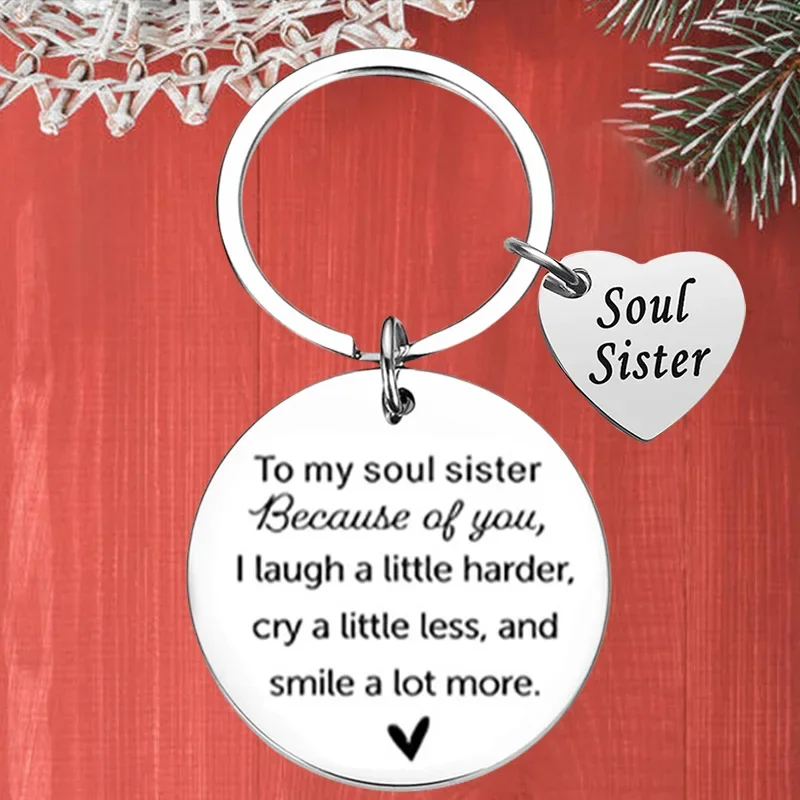 

Metal Soul Sister Keychain Pendant Best Friend Friendship Gifts Key ChainsThank You Best Friend Gifts Birthday Christmas Gifts