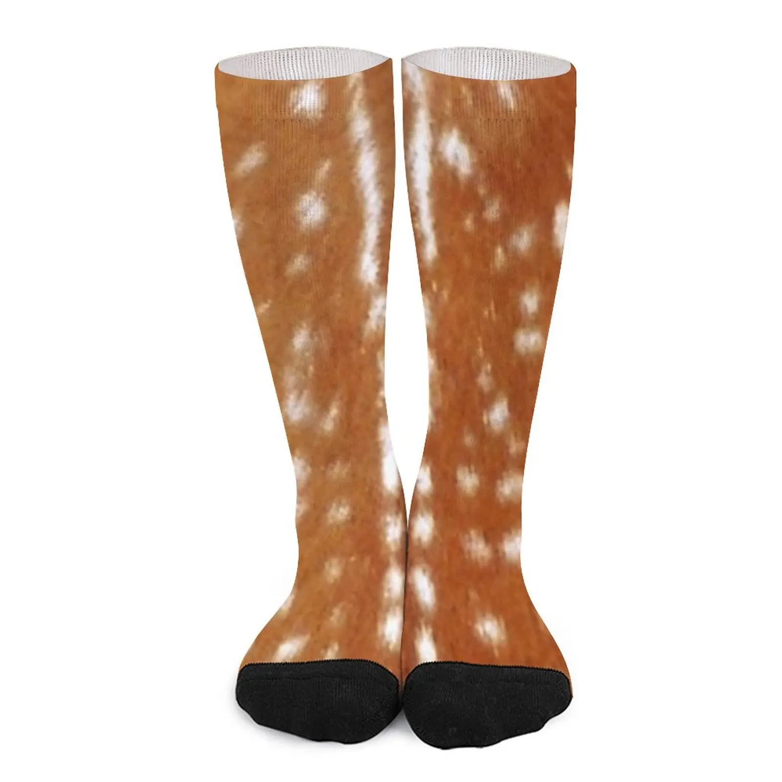 Deer hide skin brown white Socks cotton socks men socks for men Women's socks high
