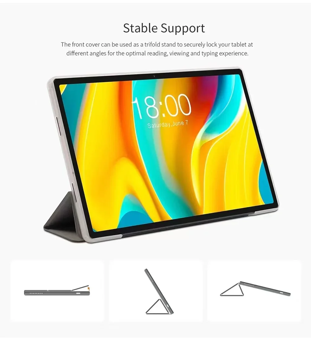 Inteligente de Couro pu para Teclast Capa do Tablet Suporte Dobrável M50 Pro 101 em 2023 Case - Imagem 4