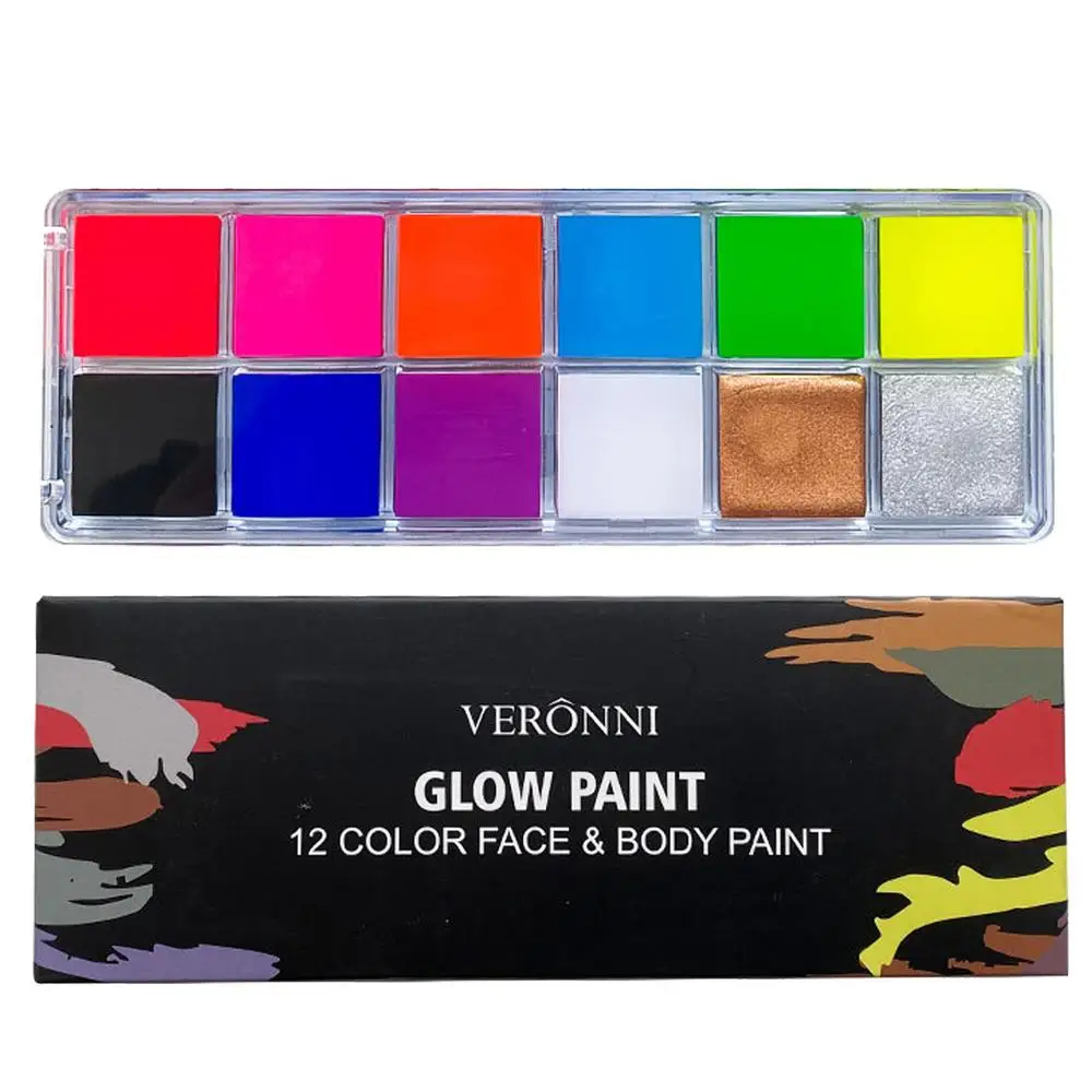 12 Colors Halloween Glow Paint Glow In The Dark Face Body Paint