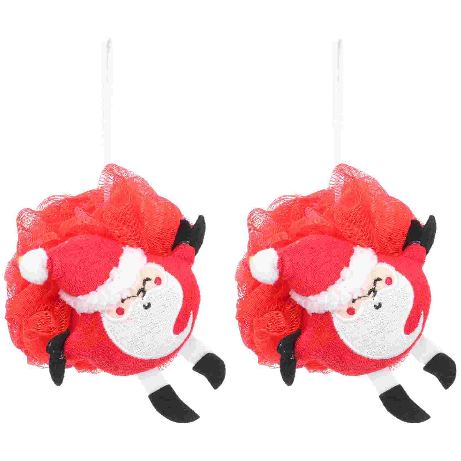 

2 PCS Christmas Loofah Body Scrub Sponge Bath Rubbing Balls Products Cleaning Adults Massage Shower Foaming Tools Child