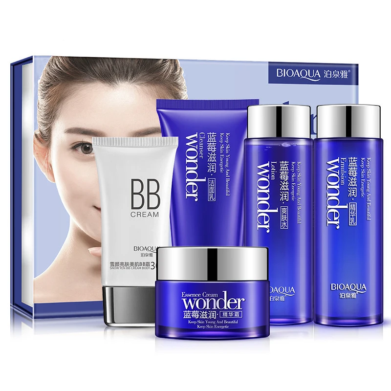 5pcs/set BIOAQUA Blueberry Skin Care Sets Moisturizing Oil Control Face