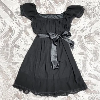 Streetwear Lace Unique Y2K Dress Bowknot Harajuku Frock Fashion Goth A-line skirt Vintage Punk Casual Skirt Hip Hop Braces skirt 1