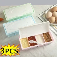 4 Grids Seasoning Box Condiment Storage Container Rack Spice Jar with Spoon Spice Box Kitchen Multi-functional Jar 1/3PCS 1