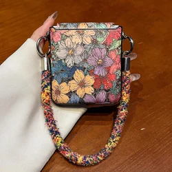 Korean Luxury Retro Blue Flower Rope Phone Case - Shockproof Back Cover for 50ultra(60Pro) (I)