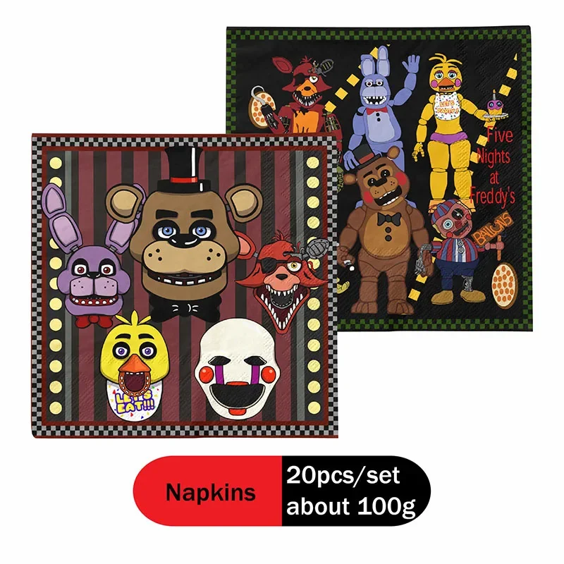 FIve Night At Freddys Geburtstagsparty-Dekoration, FNAF-Teller, Tassenaufkleber, Ballon für Kinder, Event-Zubehör, Einweggeschirr-Banner – Detail 6