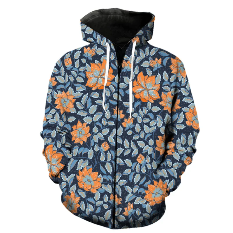

Retro Exotic 3d Print Floral Zipper Hoodie Men Hot Sale Fashion Jackets Funny Cool Sweatshirts Hip Hop Tops Streetwear Hoodies