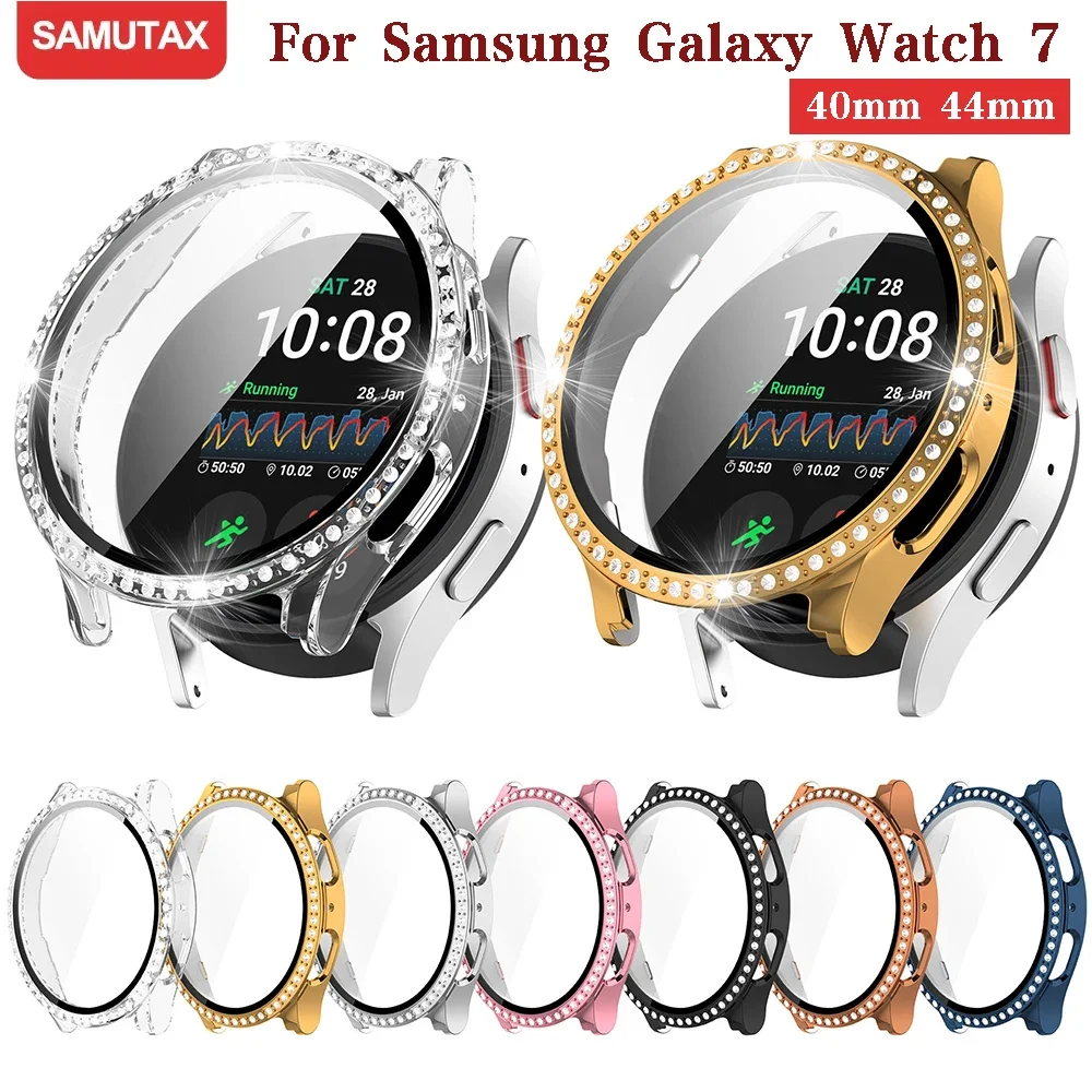 Diamond-Infused Tempered Glass Protective Watch Case with Screen Protector