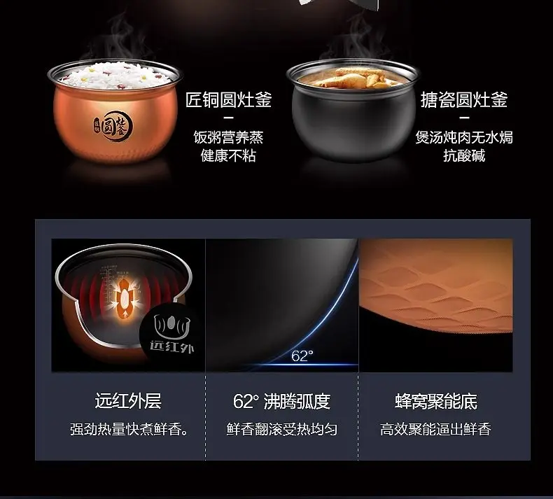 Midea Electric Pressure Cooker Household Multi-function Pressure Cooker 4.8L Automatic Intelligent Electric Cooker