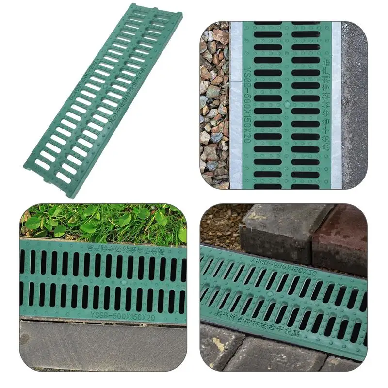 Outdoor Sewer Drain Grate Drainage Grate Plastic Sewer Rainwater Well Rectangular Cover Channel Grid Green NEW