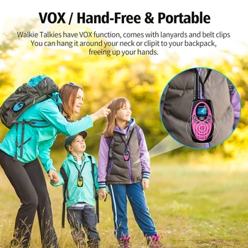 AWANFI Walkie Talkies Rechargeable 3 Pack for Kids Adults, 2 Way Radios with 1200 mAh Li-ion Battery, 22 Channels for Outdoor 4