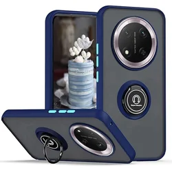 Armor Matte Shockproof Case with Magnetic Ring Stand Holder for HONOR Magic8 Lite (Dark Blue)