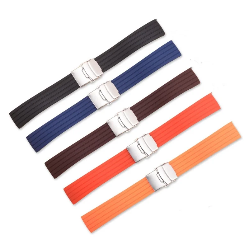 Quick Release Silicone Tire Tread Watch Strap with Stainless Steel Folding Buckle