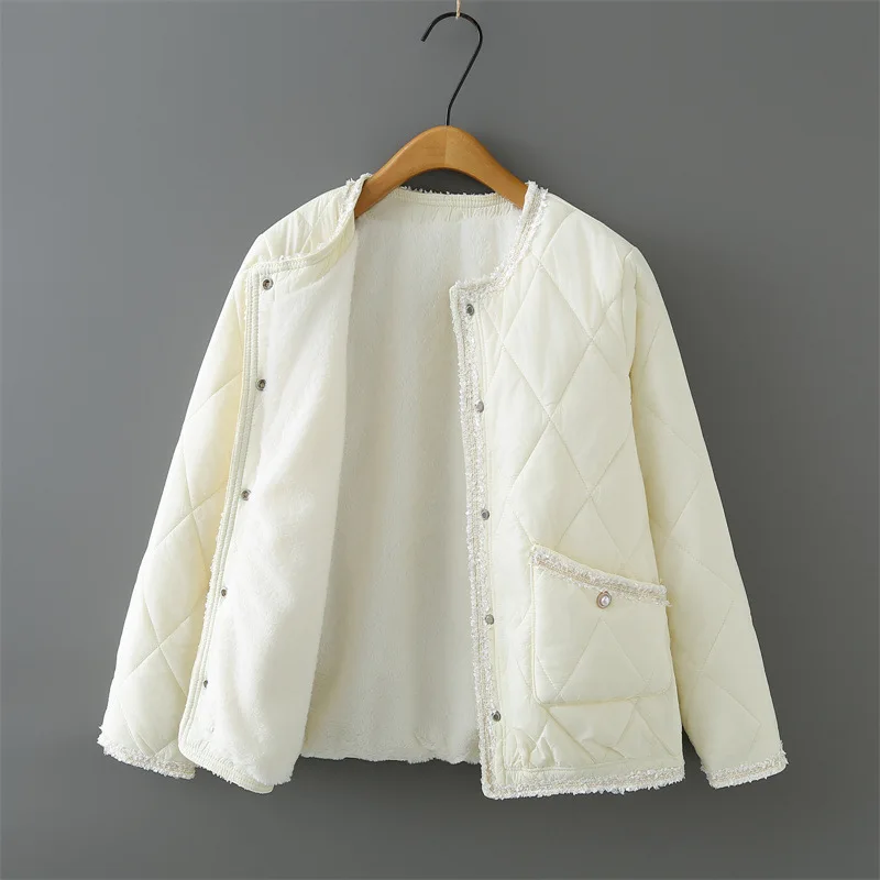 XXXXL Fashion Plus Size Women's Parkas Autumn Winter New Style Casual Chic Style Fleece Padded Jacket Warm Coat 7015