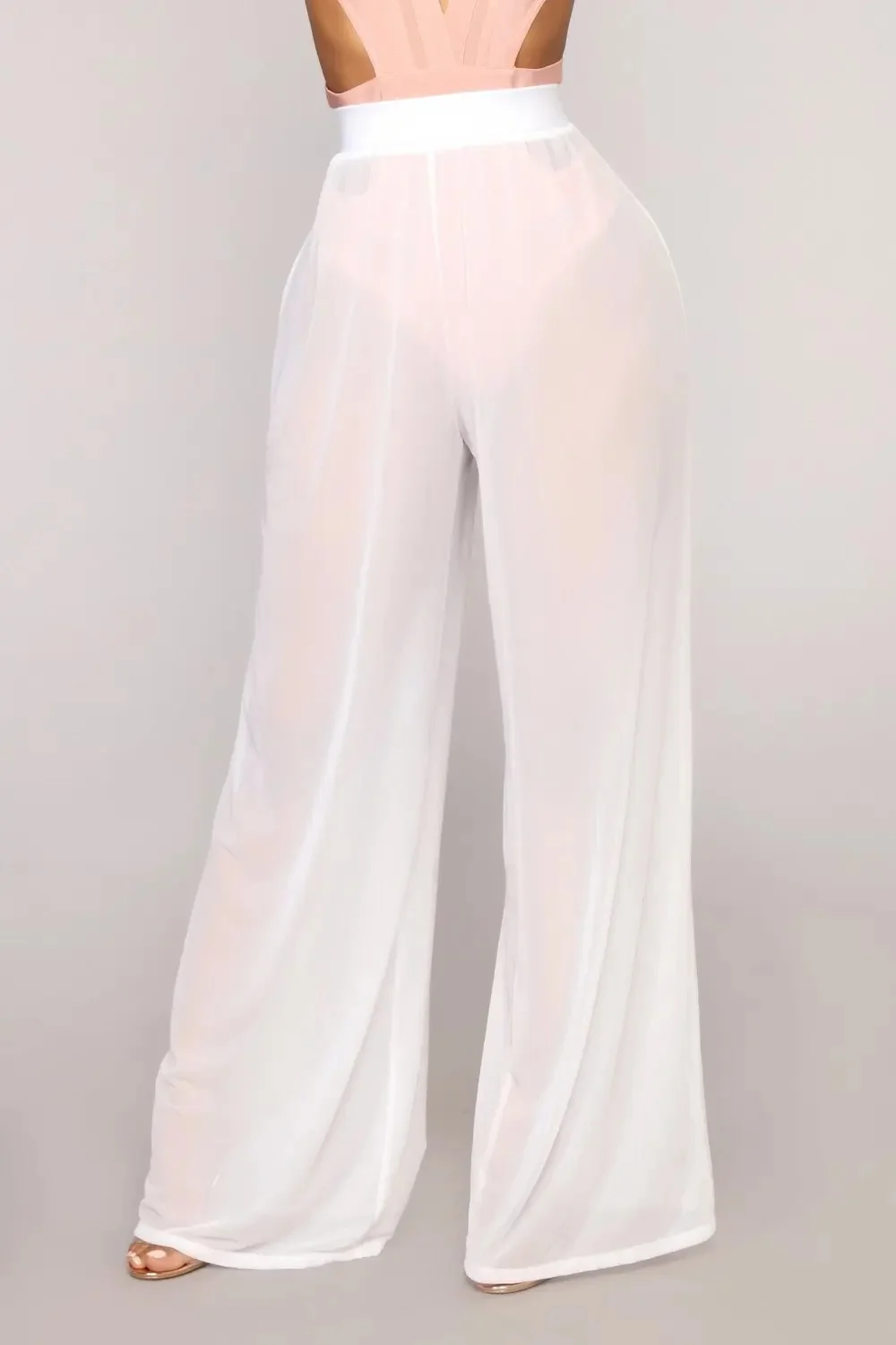 Women See Through Boho Wide Leg High Waist Trousers 2026 New Beach Long Loose Mesh Sheer Pants Hot