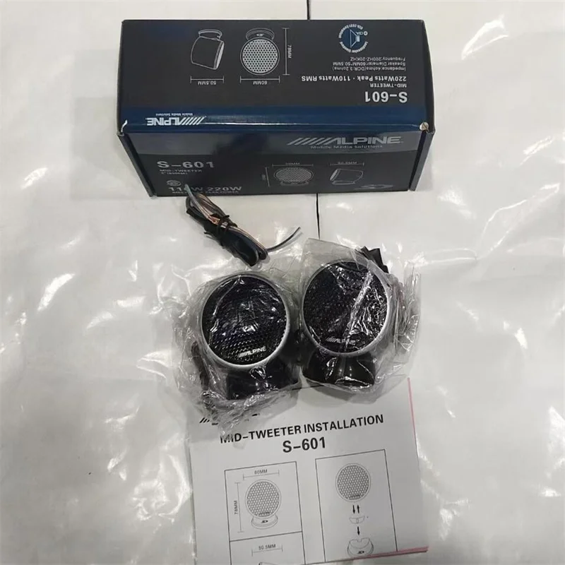 1 Pair ALPINE S-601 MID-TWEETER INSTALLIATION 2'' (60 MM) RMS POWER 110W PEAK POWER 220W Made In JAPAN