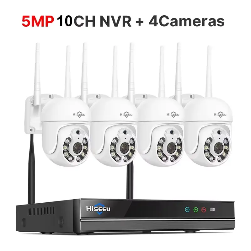 Hiseeu H.265+ 10CH NVR Wireless CCTV Exterior Camera Surveillance System 3/5MP WIFI PTZ IP Camera Set Security Bullet Camera Kit - Image 7