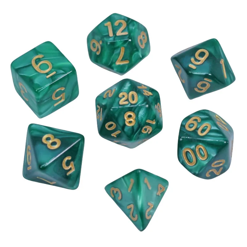 Double-sided Digital Dice Resin Desktop Entertainment Games Party Toys Polyhedral DND Dice Desktop Role-playing Supplies 7pcs