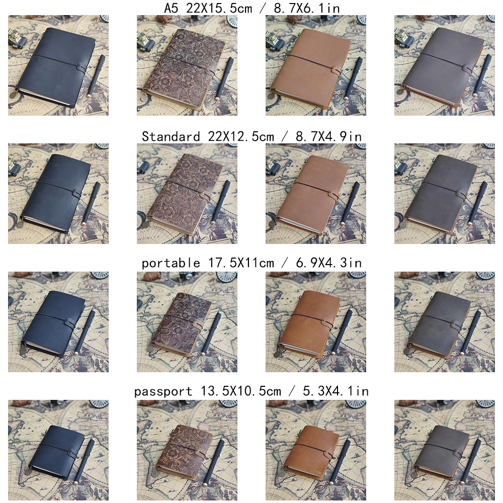 1pc Handmade Genuine Leather Notebook - Vintage Cowhide Sketchbook for Travelers and Artists 6