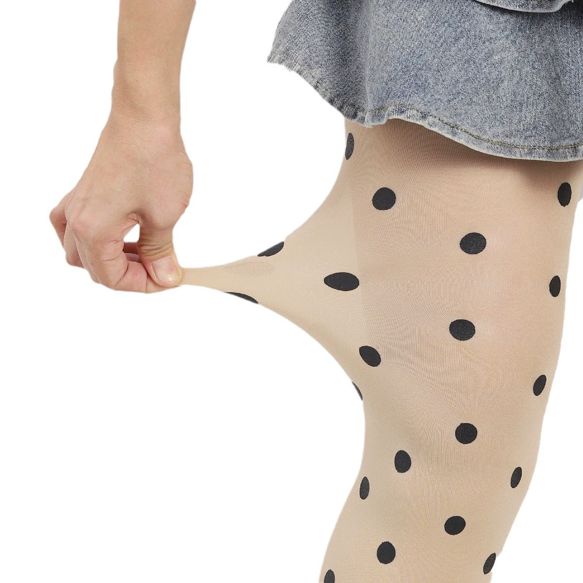 Vintage Dot gemusterte blickdichte Strümpfe Strumpfhosen seidige Fußstrumpfhosen für Frauen Strumpfhosen japanische JK Girl Dot seidige Strümpfe – Detail 2