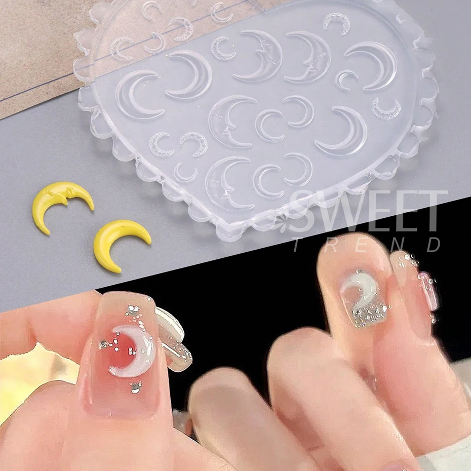 Bow Tie Nail Art Heart Shape Silicone Mold Star Rhinestones Shape Mold Templates Gel Print Stencils Manicure Carving Decoration 3