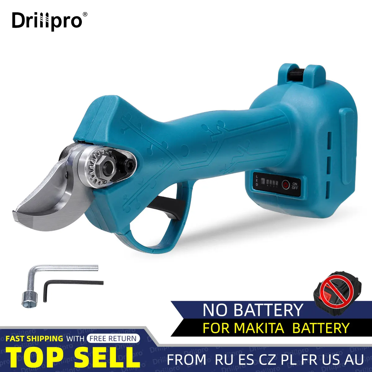 

Drillpro 30mm Brushless Electric Pruner Shear 4 Gears Cordless Tree Branches Electric Pruning Garden Tool For 18V Battery