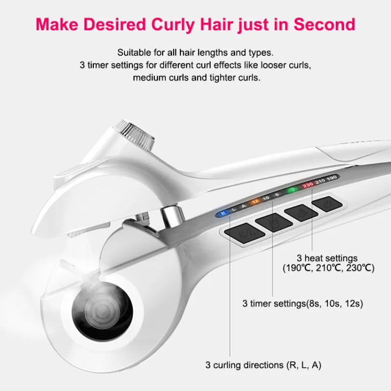 【US/UK/EU Plug】 Household Fully Automatic Electric Ceramic Heating Curling Iron Fashionable Large Wave Electric Curling Iron 4