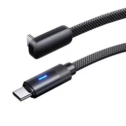 High - Power Right Angle Type C to C Cable - 100W Quick Charging, Flat Nylon Braided Cord - 1.5m (Type C to C)