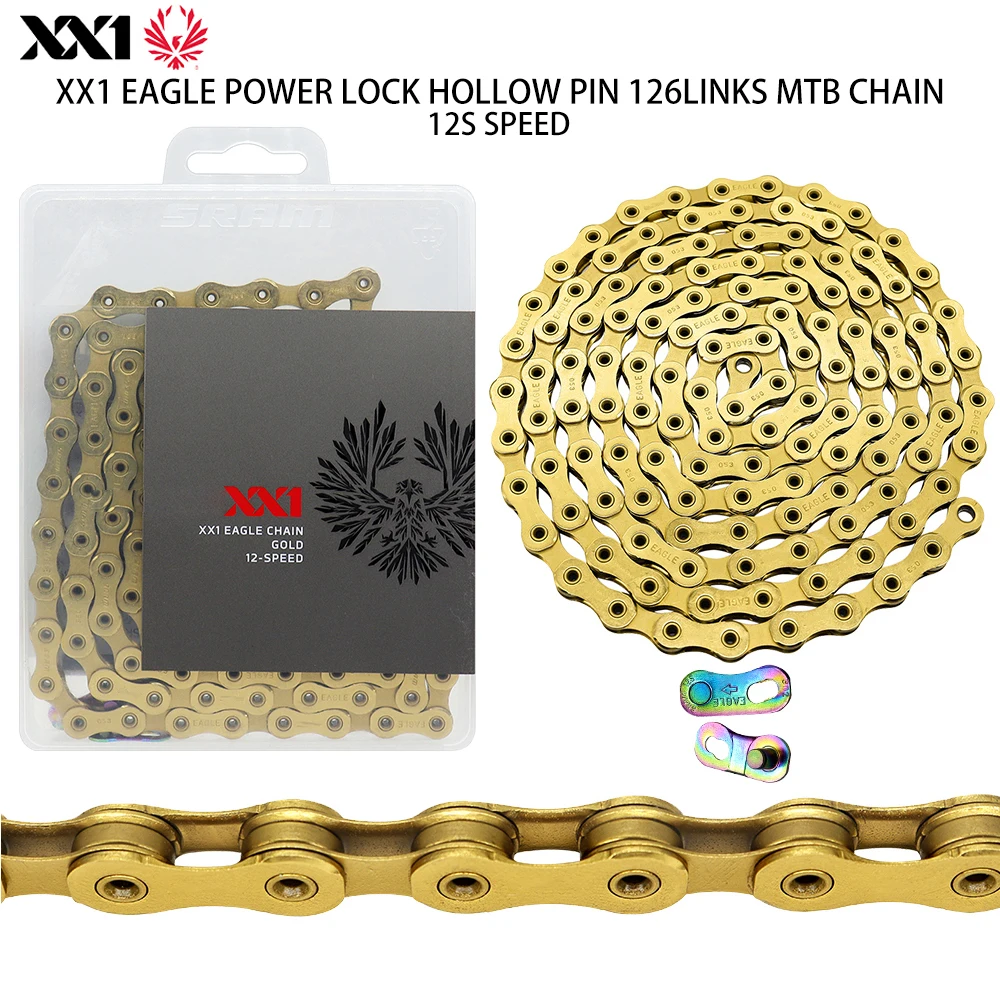 

Eagle XX1 12 Speed Power-link Chain Eagle 1X12s Hollow-out 126links Golden MTB Current Bike Chain Original Bicycle Parts