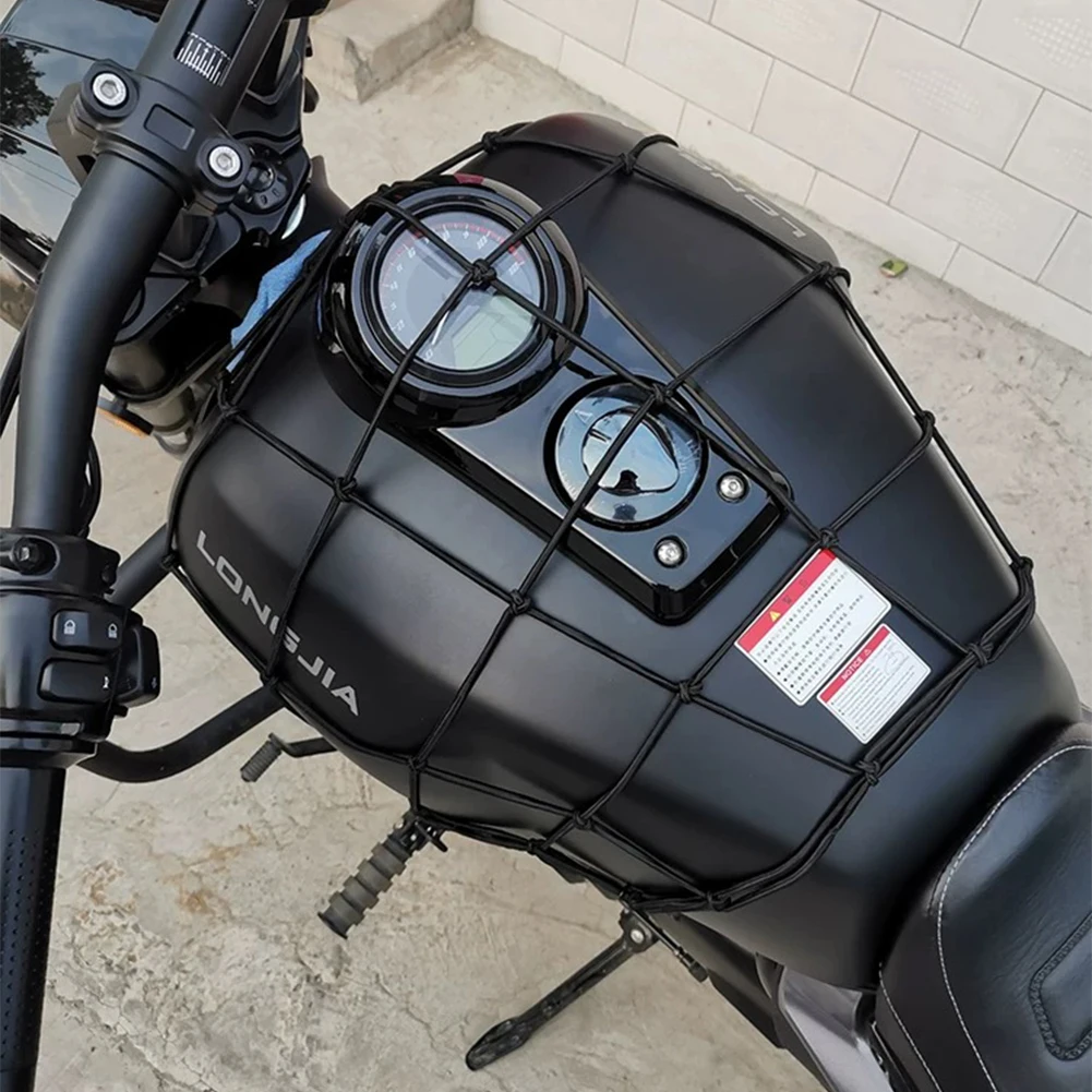 Motorcycle Bungee Net 6 Hooks Hold down Fuel Tank Luggage Mesh